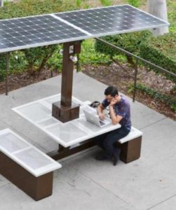 Mesa solar con recarga movil